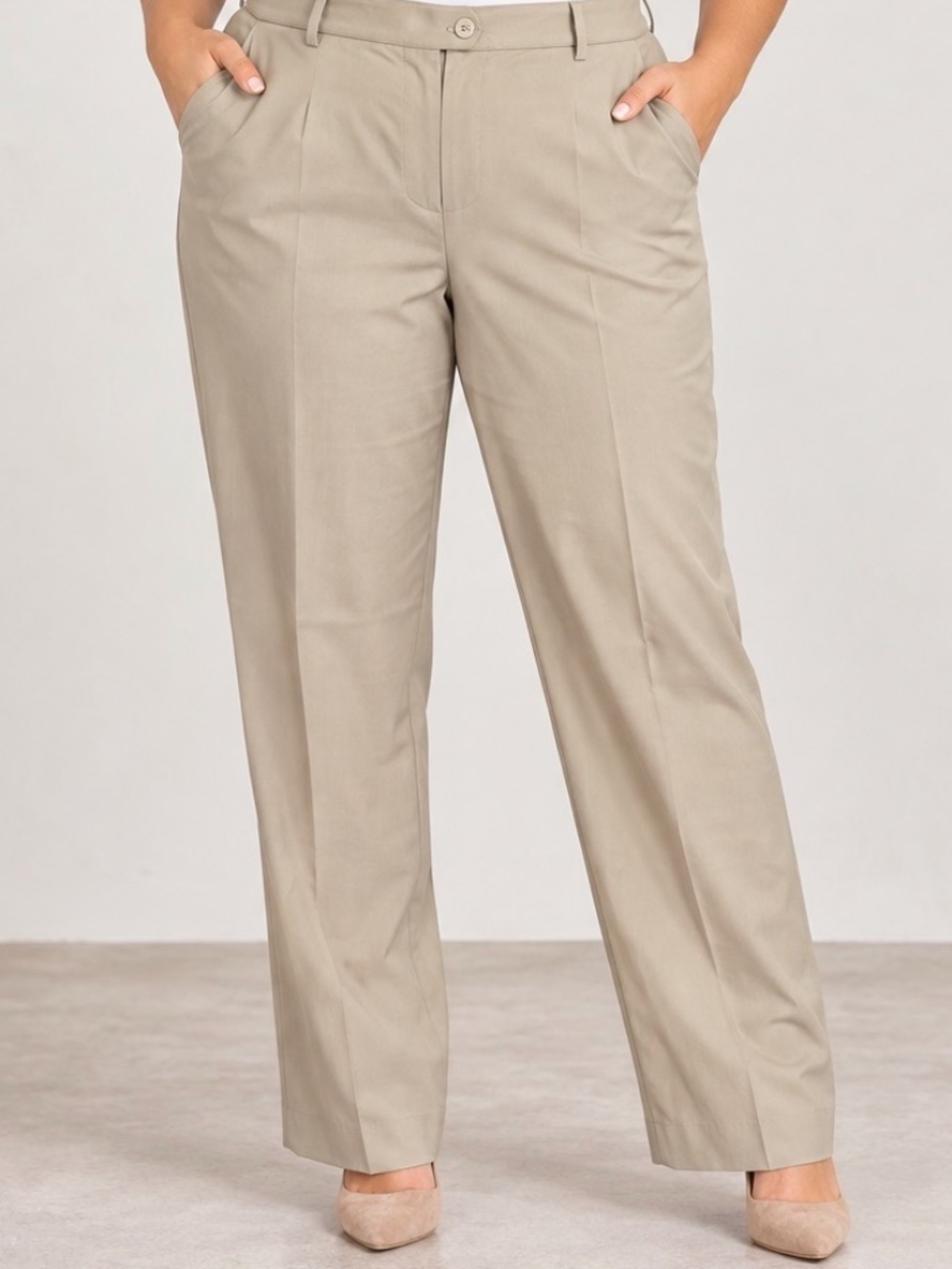 Wichelle Dress Pants Womens Size 18 Beige Slim Leg Khaki Office High Rise Classi